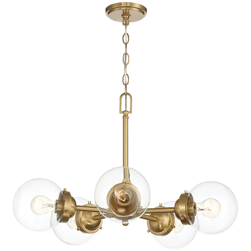 Knoll 5 Light 26 inch Brushed Gold Chandelier Ceiling Light