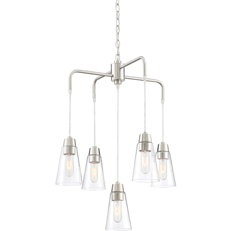 Echo 5 Light 22.5 inch Satin Platinum Chandelier Ceiling Light