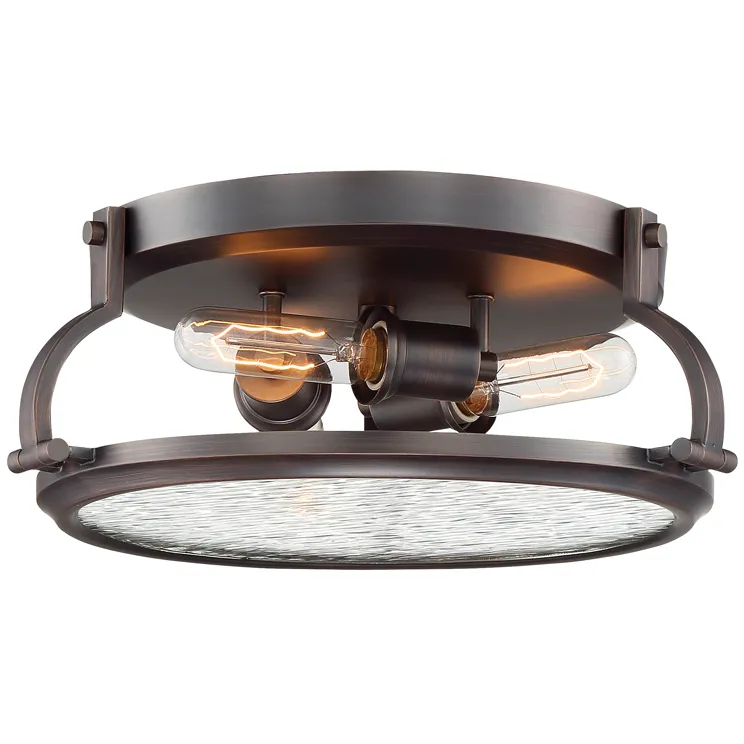 Eaton 3 Light 15.5 inch Satin Copper Bronze Flushmount Ceiling Light
