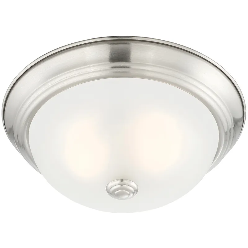 Decorative 2 Light 11 inch Satin Platinum Flushmount Ceiling Light in Etched, Small