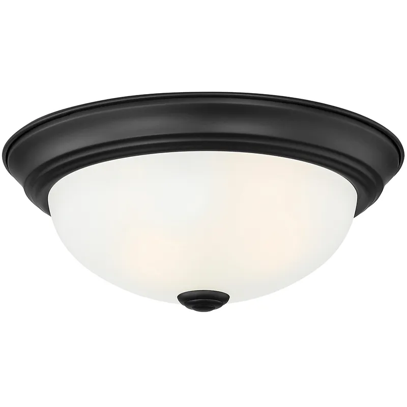 Decorative 2 Light 11 inch Matte Black Flushmount Ceiling Light, Small