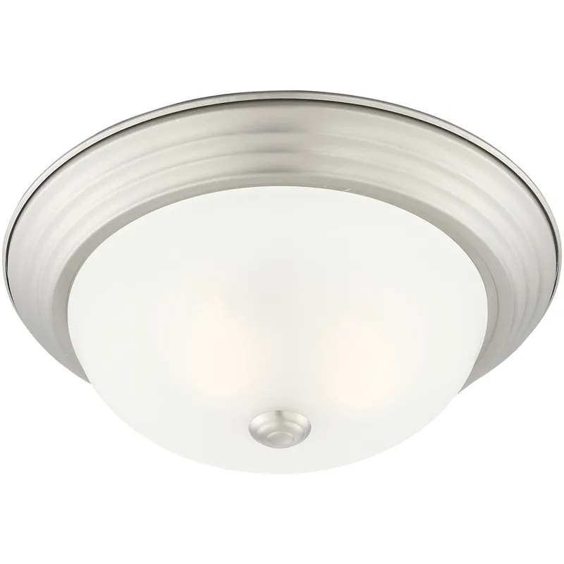 Decorative 2 Light 13 inch Pewter Flushmount Ceiling Light in Etched, Medium