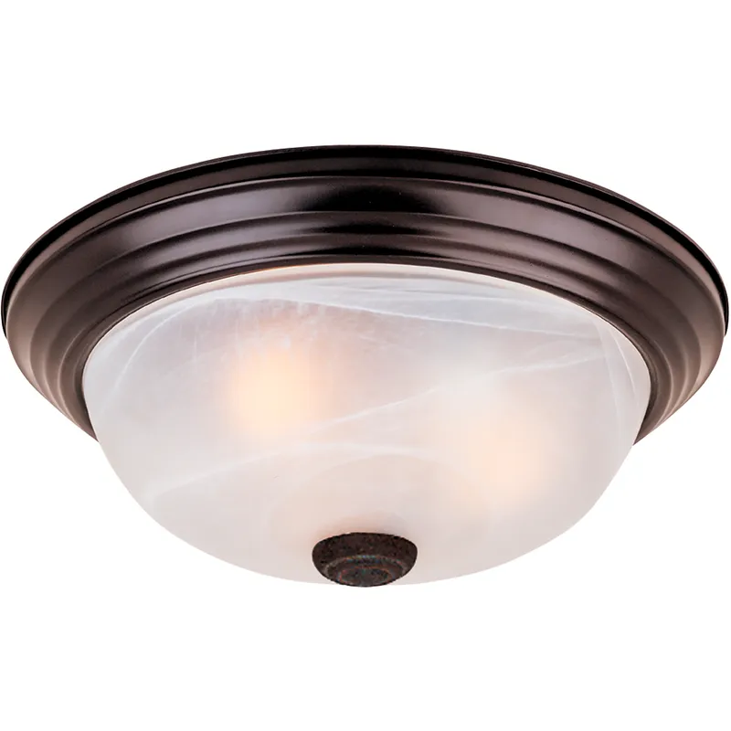Decorative 3 Light 15 inch Oil Rubbed Bronze Flushmount Ceiling Light in White Alabaster, Large