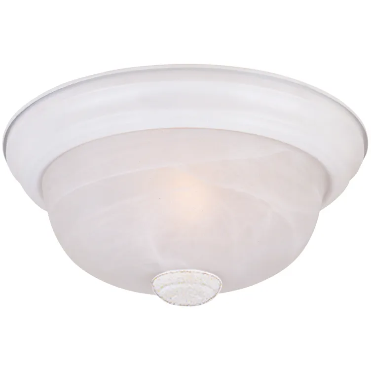 Decorative 2 Light 13 inch White Flushmount Ceiling Light in White Alabaster, Medium