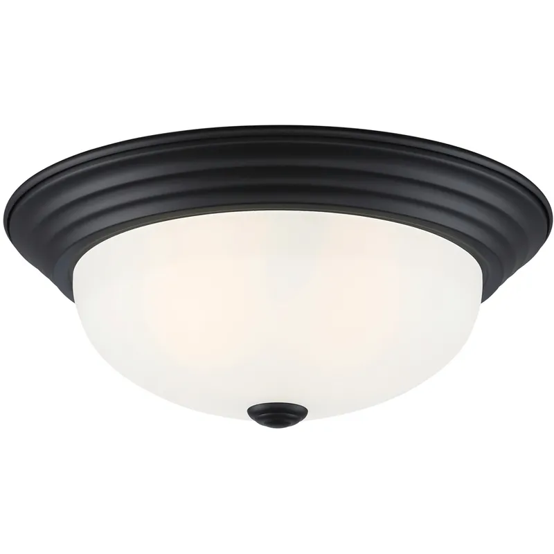 Decorative 2 Light 13 inch Matte Black Flushmount Ceiling Light, Medium