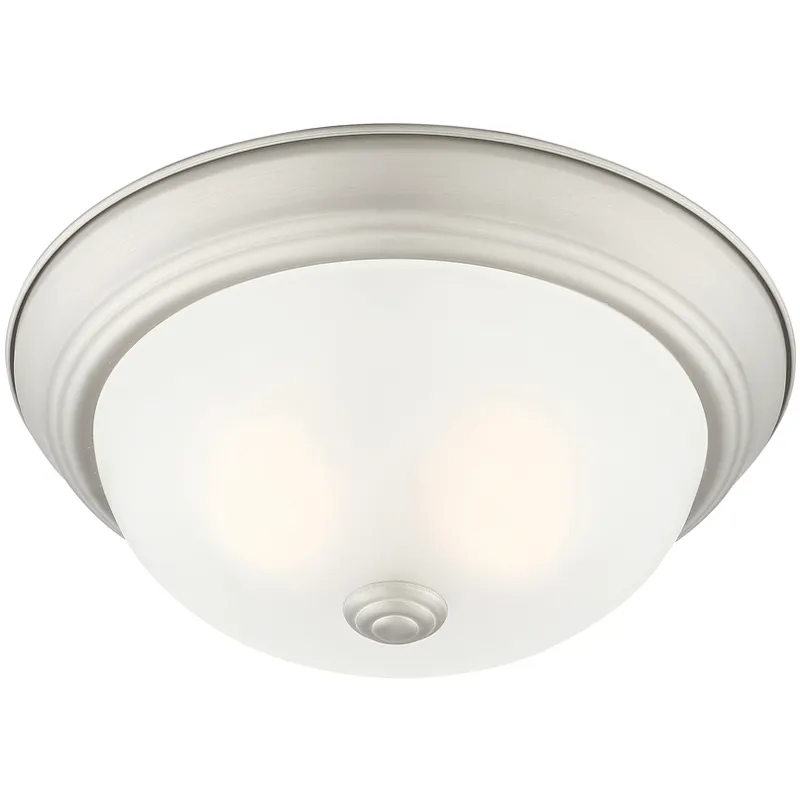 Decorative 2 Light 11 inch Pewter Flushmount Ceiling Light in Etched, Small