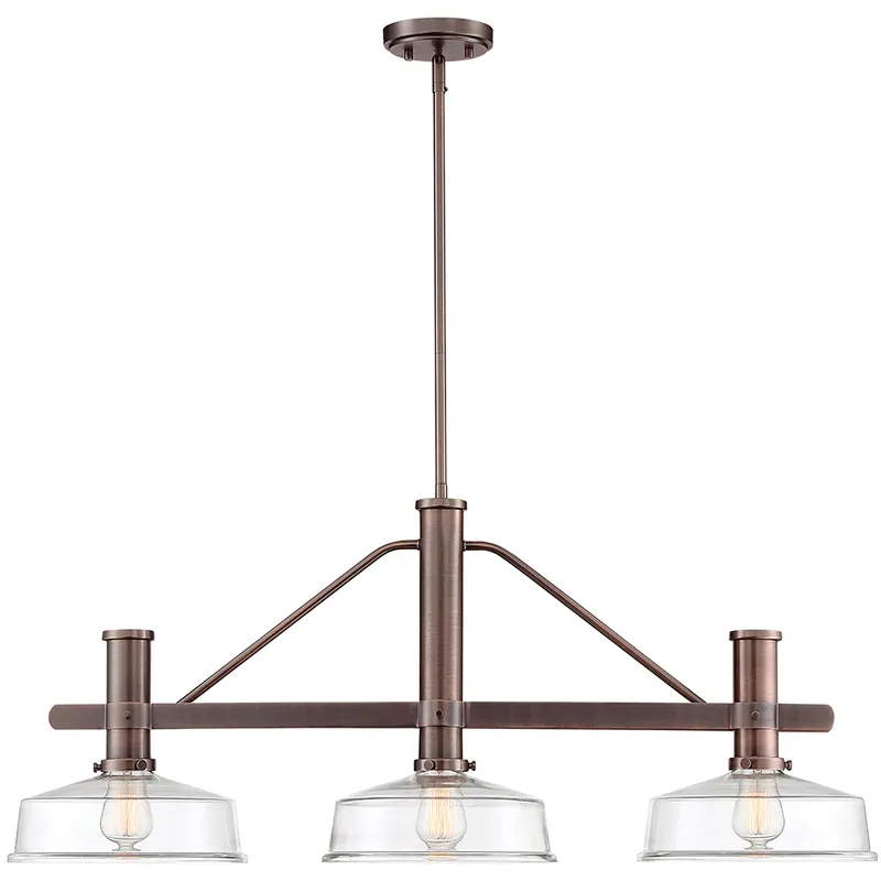 Carson 3 Light 38.75 inch Satin Copper Bronze Island Pendant Ceiling Light