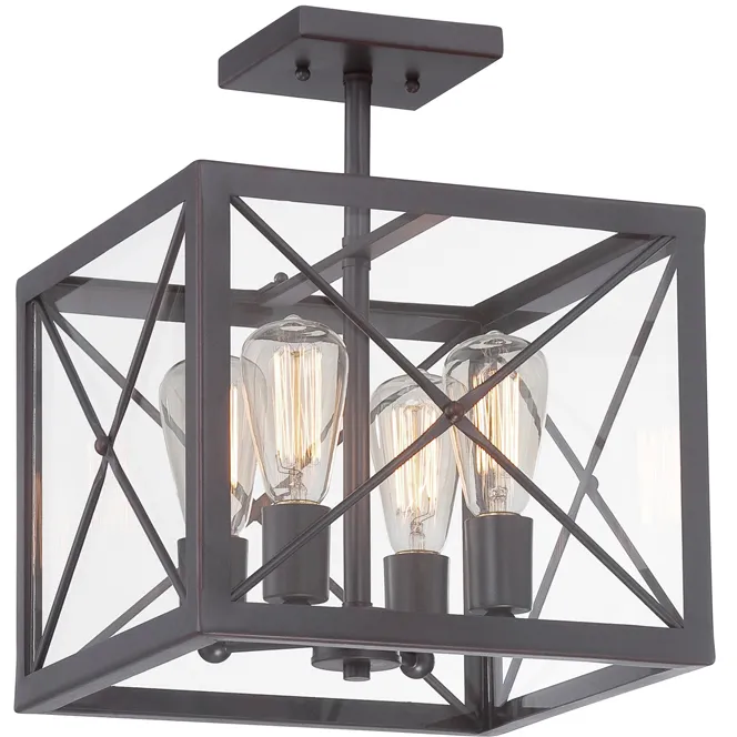 High Line 4 Light 13 inch Satin Bronze Semi-Flush Ceiling Light