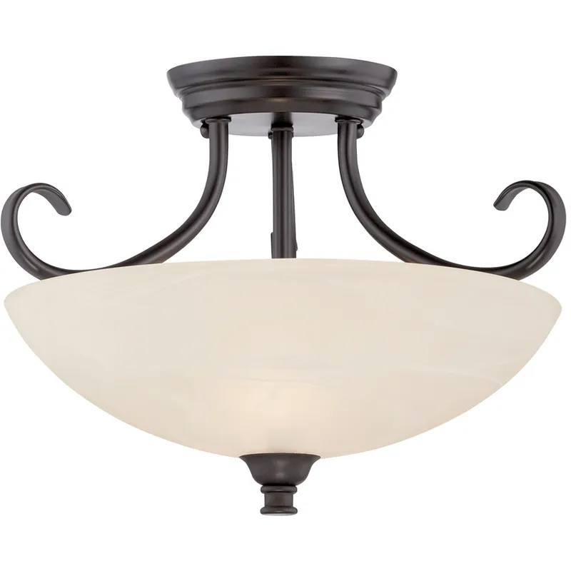 Kendall 2 Light 16 inch Oil Rubbed Bronze Semi-Flush Ceiling Light in Frosted