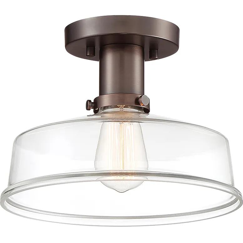 Carson 1 Light 10.75 inch Satin Copper Bronze Semi-Flush Ceiling Light