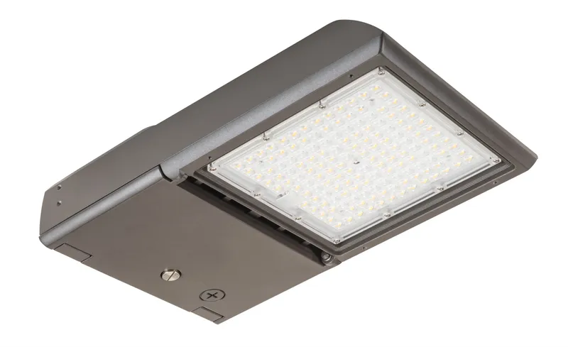 70W LED Area Light with NEMA Type 3-pin Twist Lock Receptacle + Shorting Cap, Series 1 Small Housing. 120-277V Input, 4000K, Type V Optics, 0-10V Dimmable. Standard Bronze Housing. White Box Program