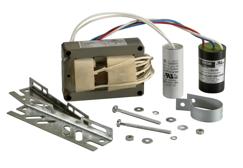 50W Metal Halide, Quad Tap (120/208/240/277V), Ballast Replacement Kit with Capacitor, Ignitor, Mounting brackets and hardware. Included Ballast: MH-50X-Q