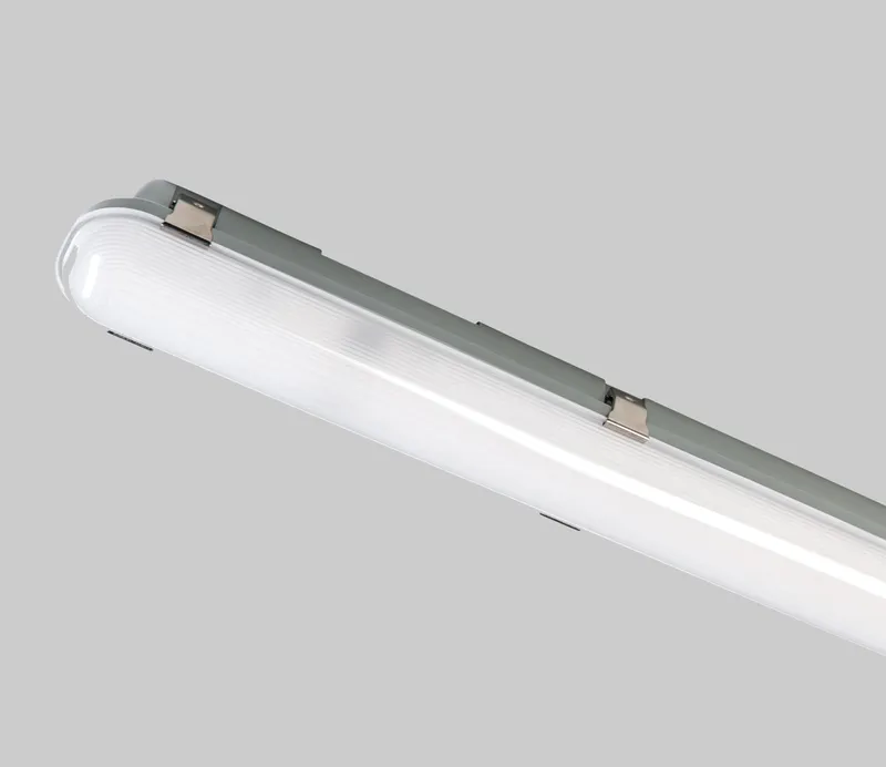 8ft Vapor Tight Fixture feat. Power Select & Color Select, 90/75/54W, 120-277V Input, 3500/4000/5000K, Frosted Lens, 0-10V Dimming. White Box Program.