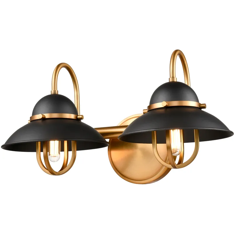 Peggy's Cove 2 Light 16 inch Graphite and Venetian Brass Bath Vanity Wall Light