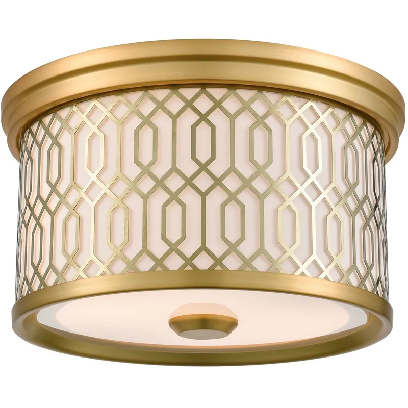 Tortona 2 Light Venetian Brass Flush Mount Ceiling Light