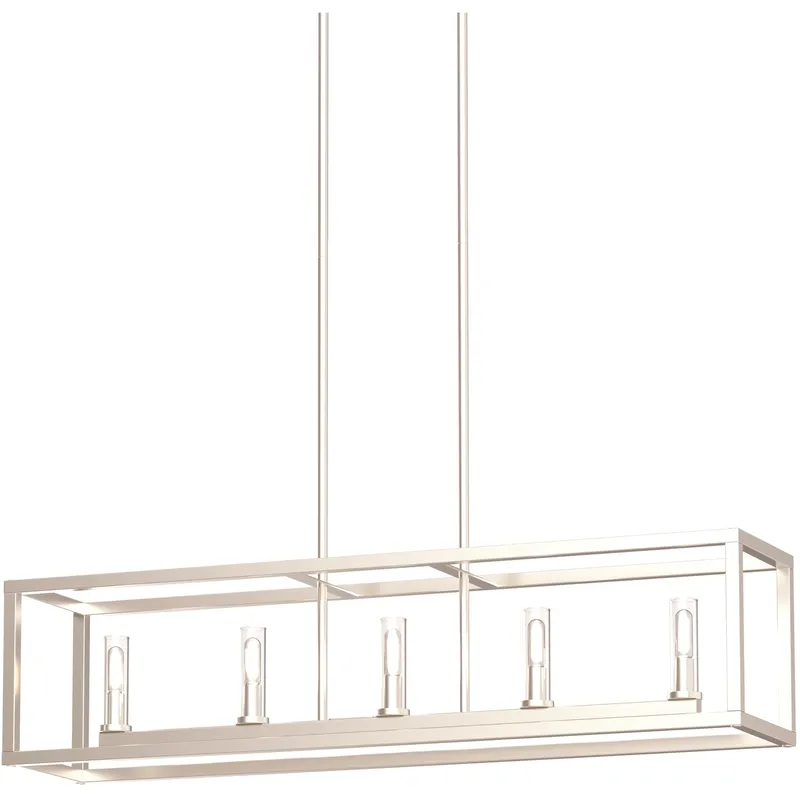 Sambre Linear Ceiling Light in Buffed Nickel, Clear Glass
