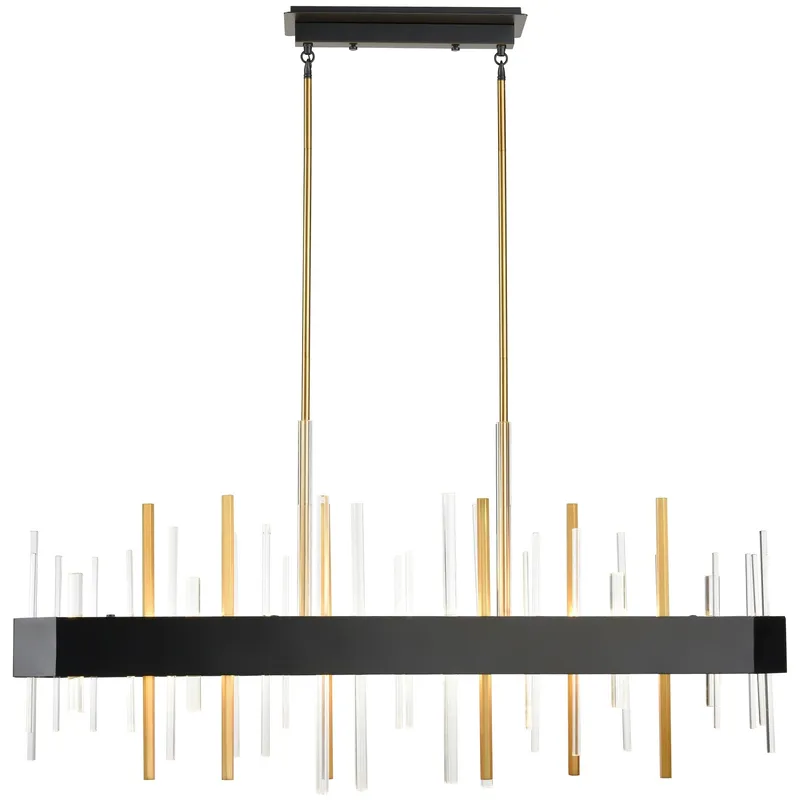 Crystal Boulevard Linear Ceiling Light in Venetian Brass and Graphite