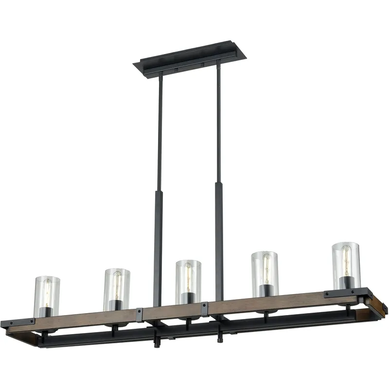 Okanagan Linear Ceiling Light in Graphite And Ironwood On Metal