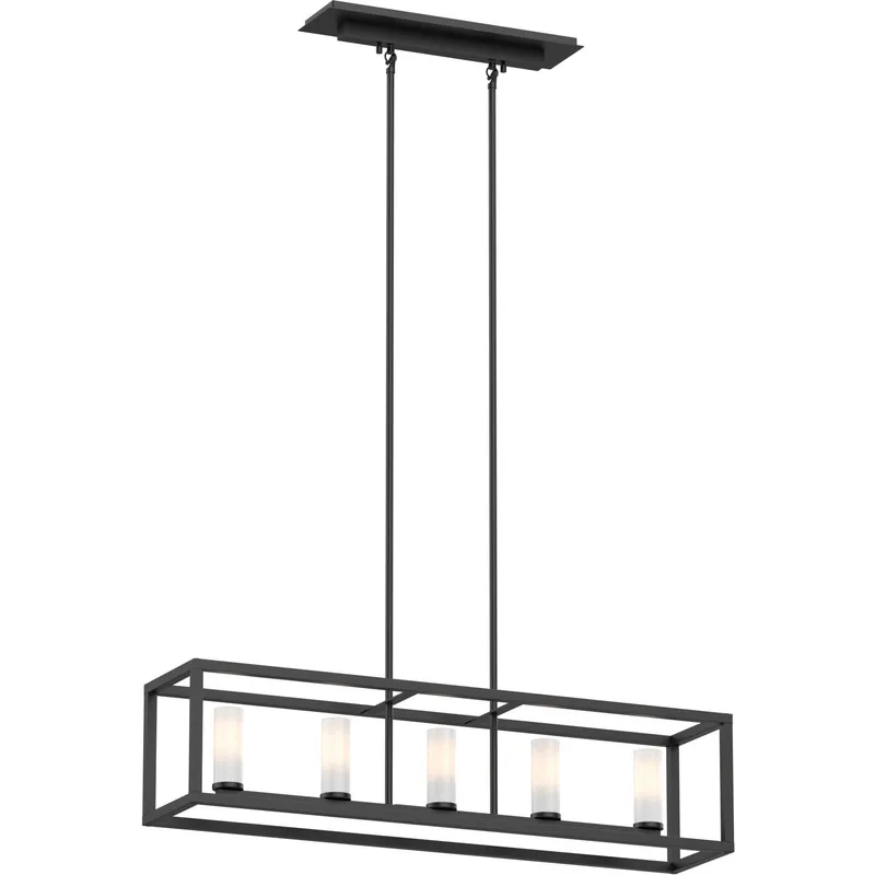 Sambre Linear Ceiling Light in Ebony, Opal Glass