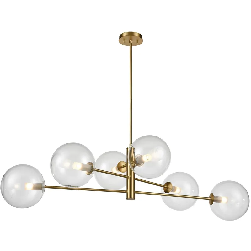 Courcelette Linear Ceiling Light in Clear Glass, Venetian Brass