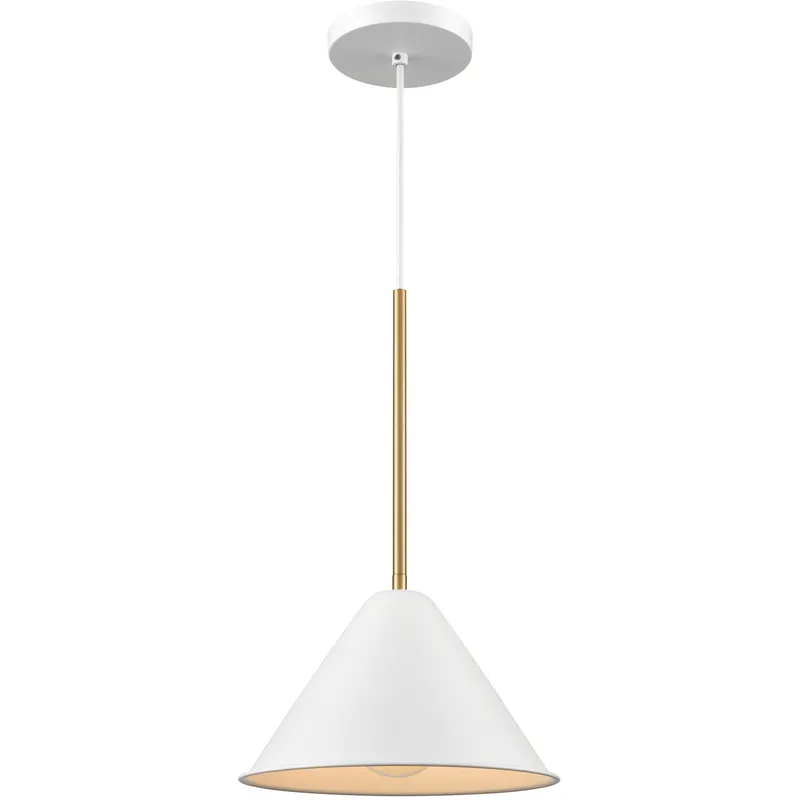 Lily 1 Light 10 inch Matte White and Brass Pendant Ceiling Light