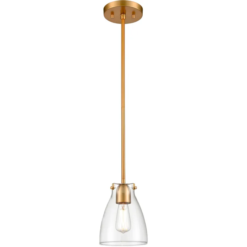 Emma 1 Light 6.5 inch Brass Pendant Ceiling Light in Clear Glass