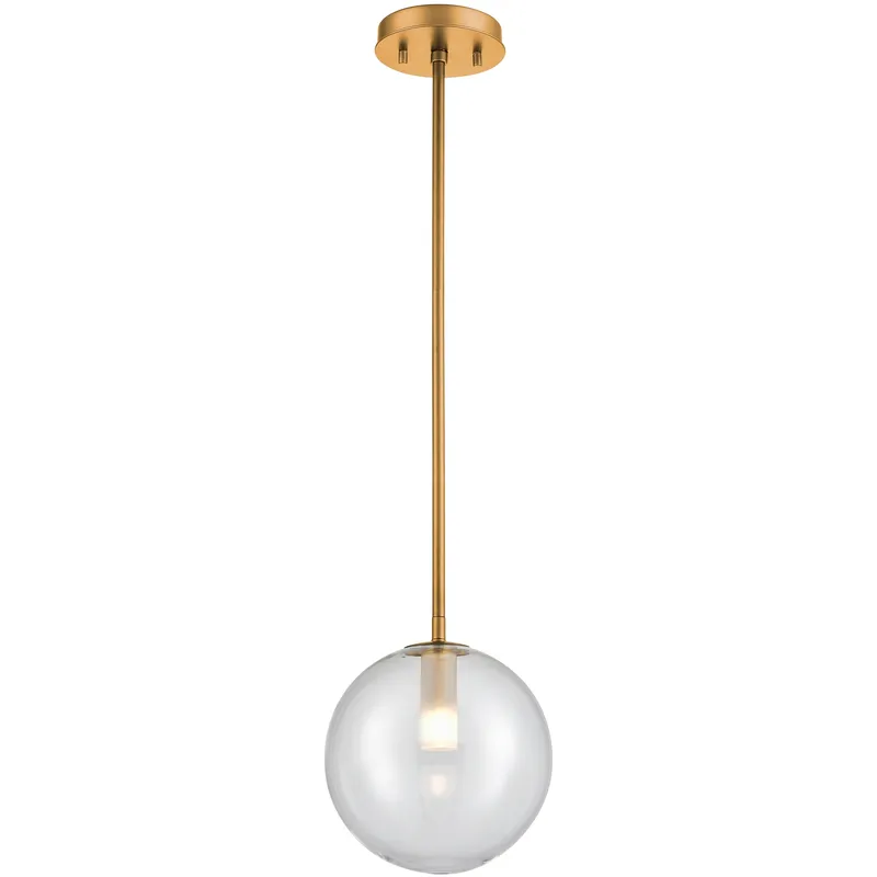 Courcelette 1 Light Venetian Brass Pendant Ceiling Light in Clear Glass
