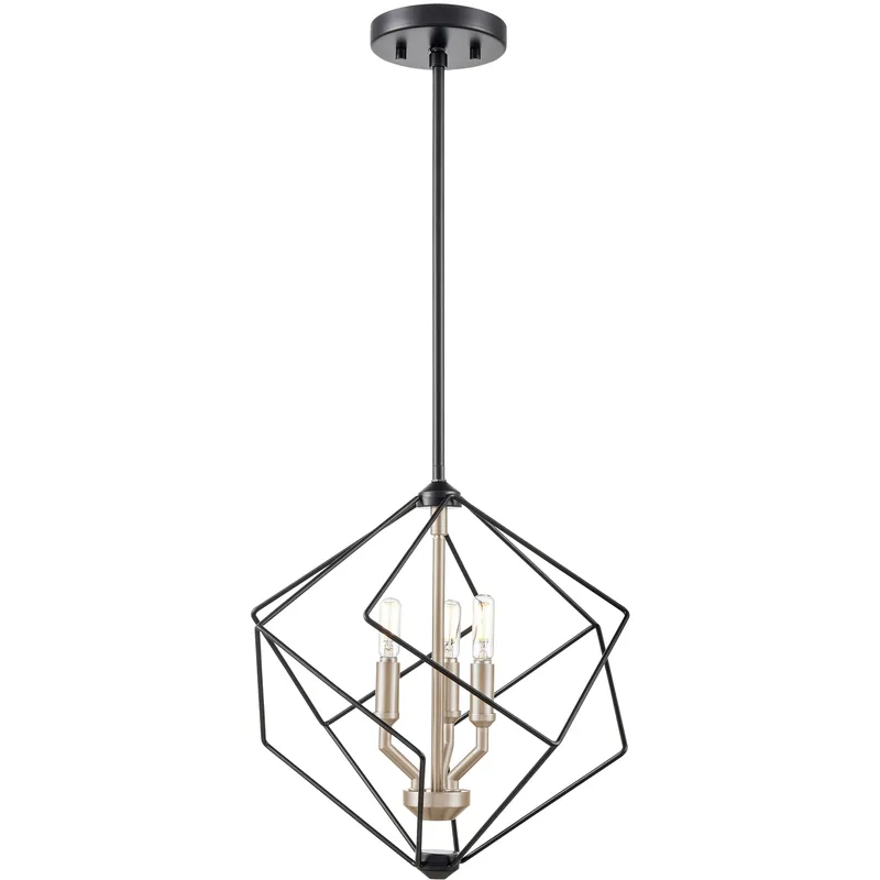 Ashoona 3 Light 15 inch Buffed Nickel And Ebony Pendant Ceiling Light