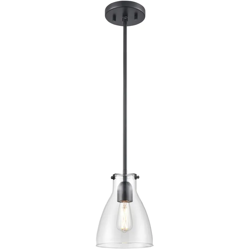 Emma 1 Light 6.5 inch Ebony Pendant Ceiling Light in Clear Glass