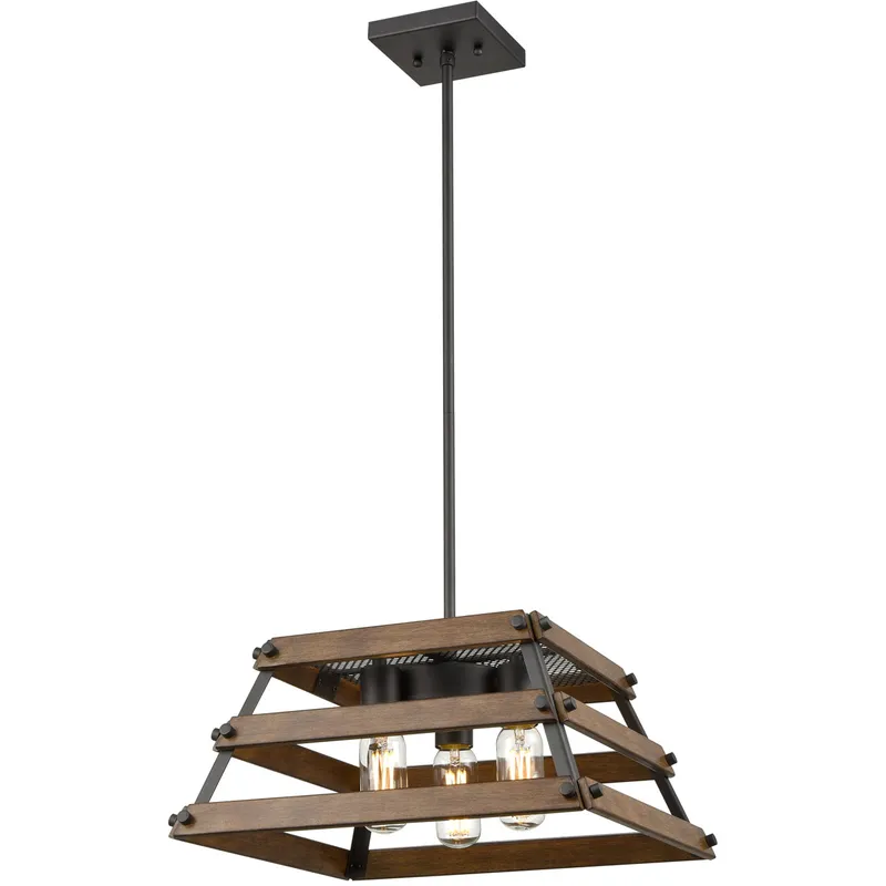 Shediac 3 Light 16.25 inch Graphite and Ironwood Pendant Ceiling Light