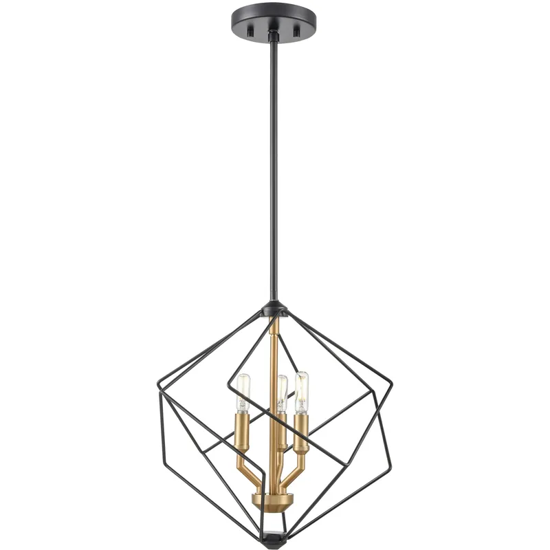 Ashoona 3 Light 15 inch Brass And Ebony Pendant Ceiling Light