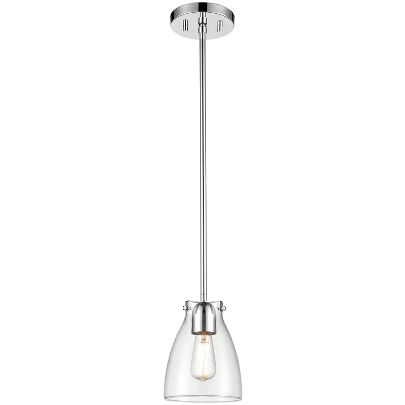Emma 1 Light 6.5 inch Chrome Pendant Ceiling Light in Clear Glass