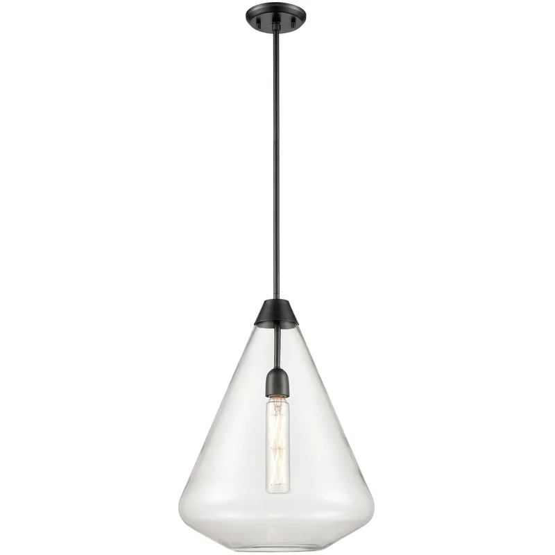 St. Julian 1 Light Graphite Pendant Ceiling Light in Clear Glass