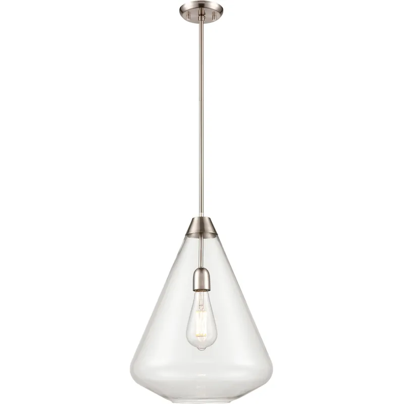 St. Julian 1 Light Satin Nickel Pendant Ceiling Light in Clear Glass