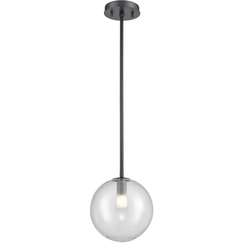 Courcelette 1 Light Graphite Pendant Ceiling Light in Clear Glass