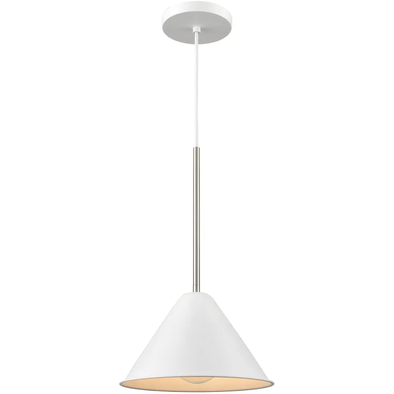 Lily 1 Light 10 inch Matte White and Satin Nickel Pendant Ceiling Light