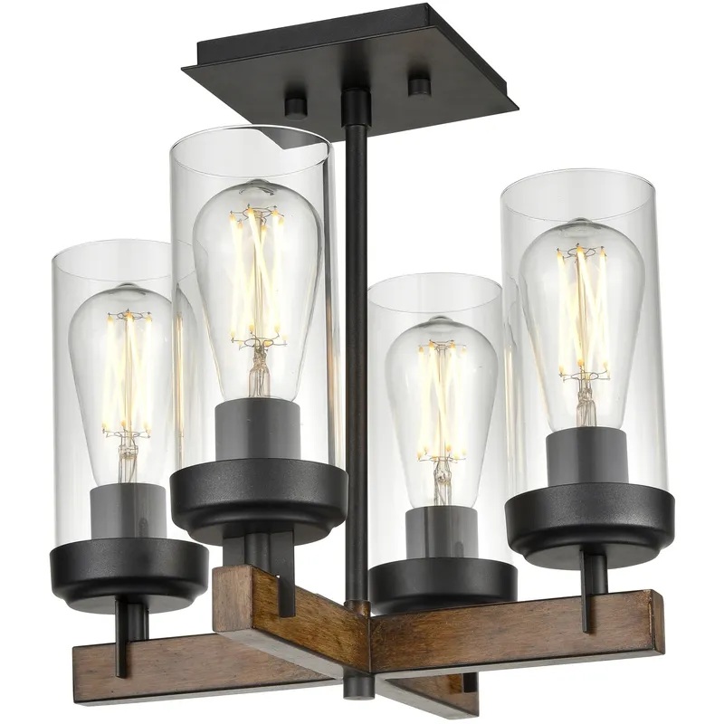 Okanagan 4 Light 13 inch Graphite and Ironwood on Metal Semi-flush Mount Ceiling Light