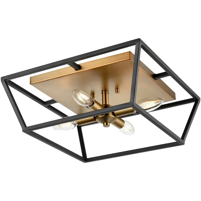 Cabot Trail 4 Light 14.75 inch Brass And Graphite Semi-flush Mount Ceiling Light
