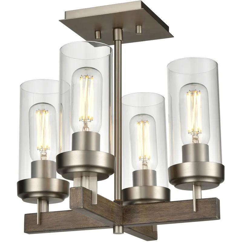 Okanagan 4 Light 13 inch Buffed Nickel Semi-flush Mount Ceiling Light