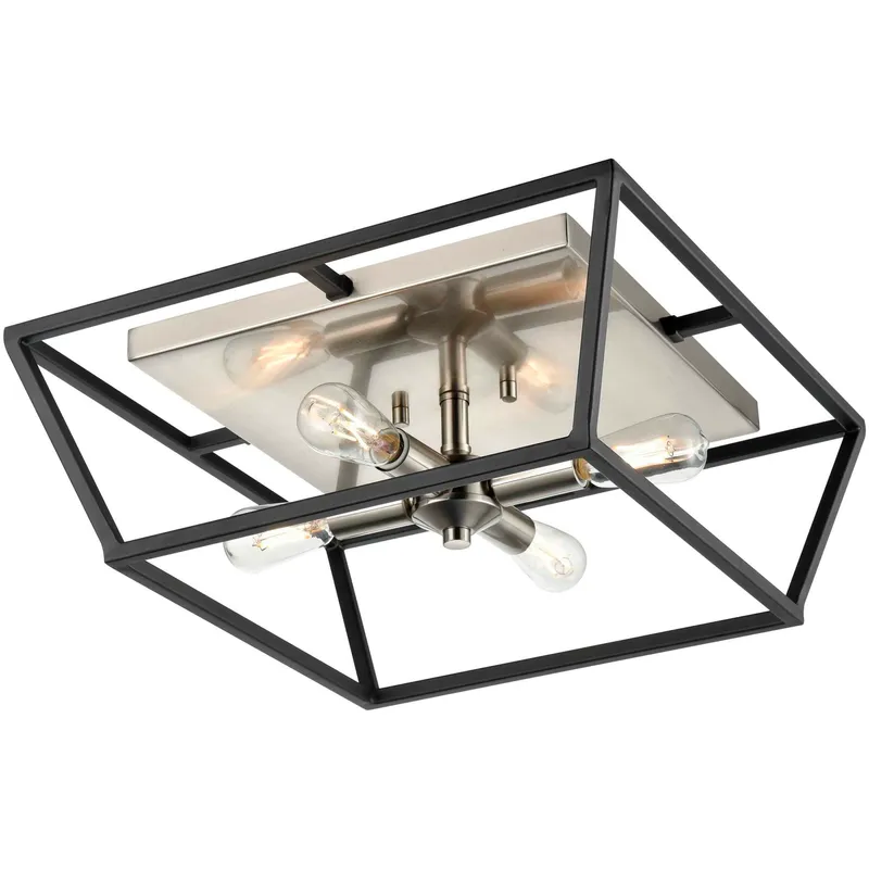 Cabot Trail 4 Light 14.75 inch Satin And Graphite Semi-flush Mount Ceiling Light in Satin Nickel and Graphite