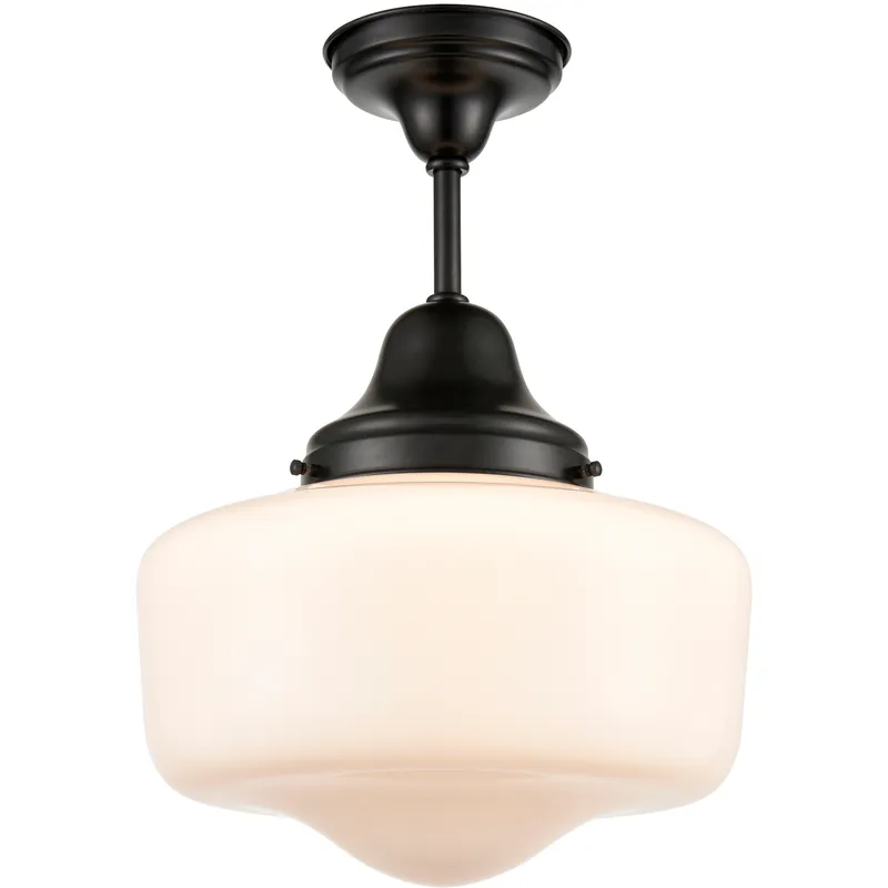 Schoolhouse 1 Light Ebony Semi-flush Mount Ceiling Light