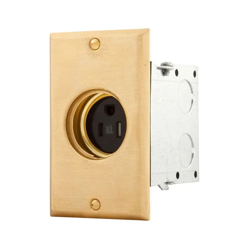 1-Gang Assembled Floor Box, 15A, 125V, 2P/3W, Brass