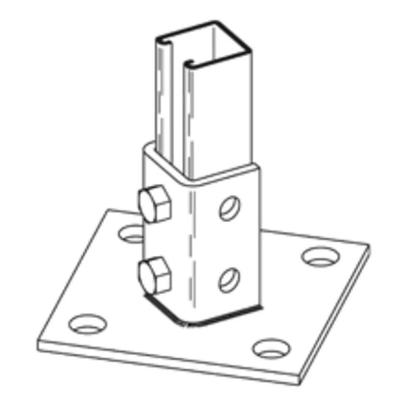 POST BASE FOR 1 5/8-IN. X 1 5/8-IN. CHANNEL, 6-IN. X 6-IN. X 3 1/2-IN. BAS