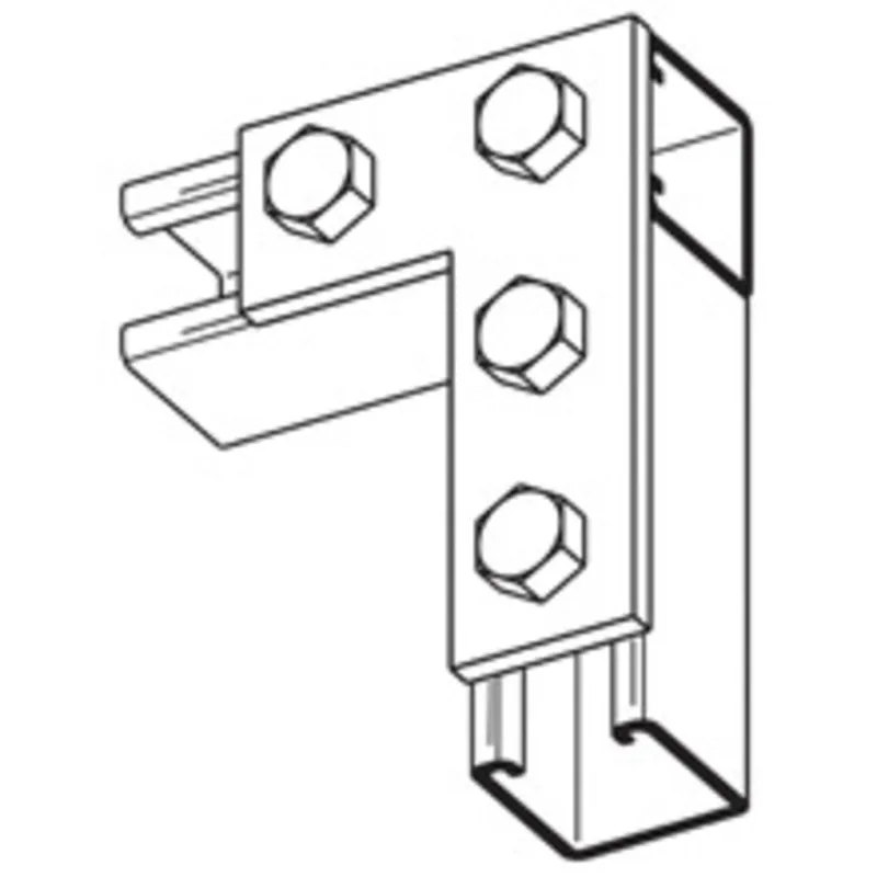 Four Hole Corner Plate, Flat Fitting, 3-1/2" Width, 5-3/8" Height, Steel With Zinc Finish