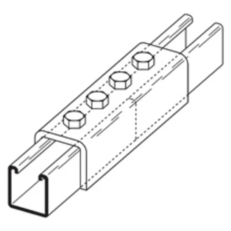 FOUR HOLE SPLICE CLEVIS FOR B22 OR B52A CHANNEL, ZINC PLATE