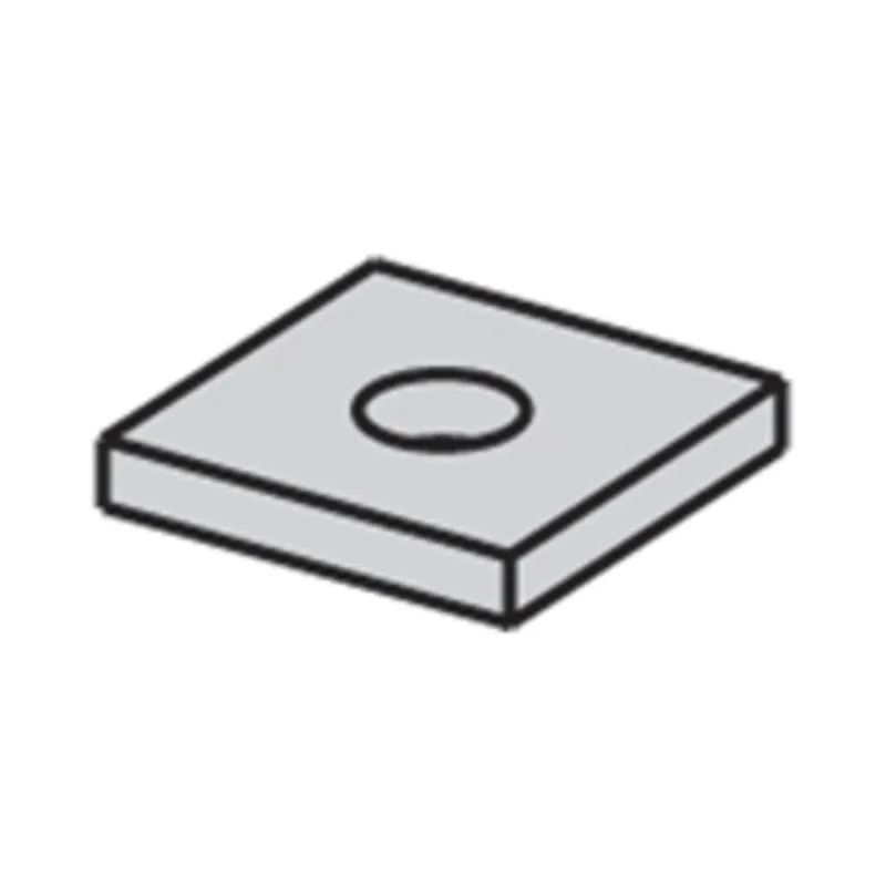 Square Washer, 9/16" Hole, 1/2" Bolt, Steel/Zinc Plated