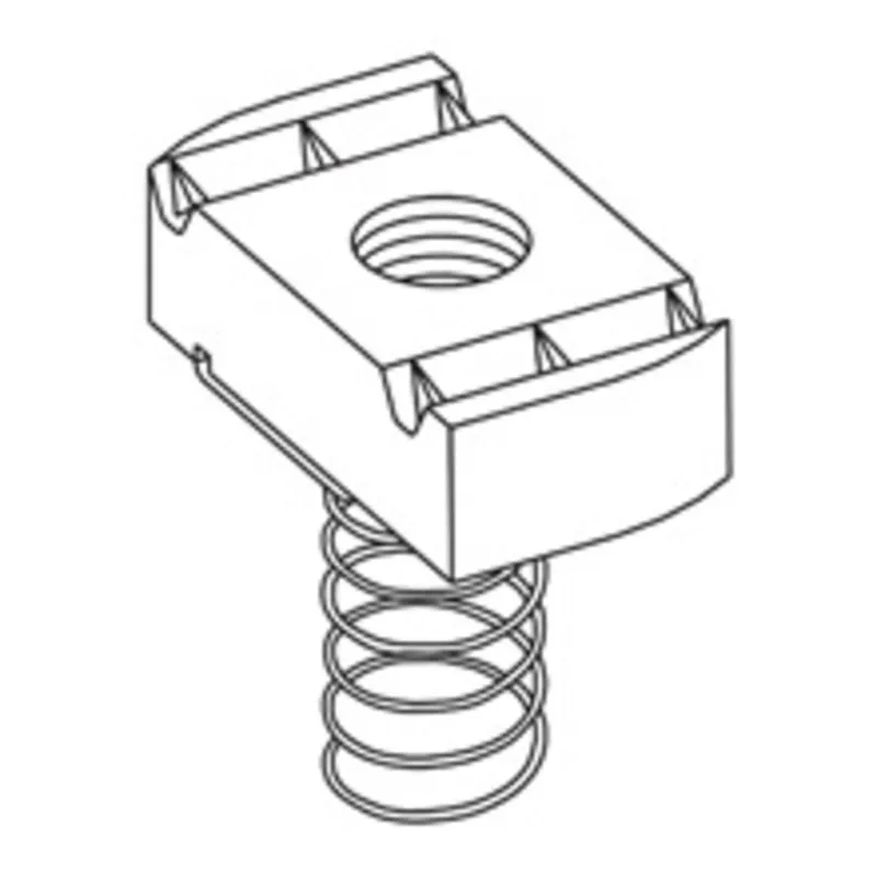 Spring Nut, 1/2"-13 Thread, 1/2" Thickness, Steel With Zinc Finish