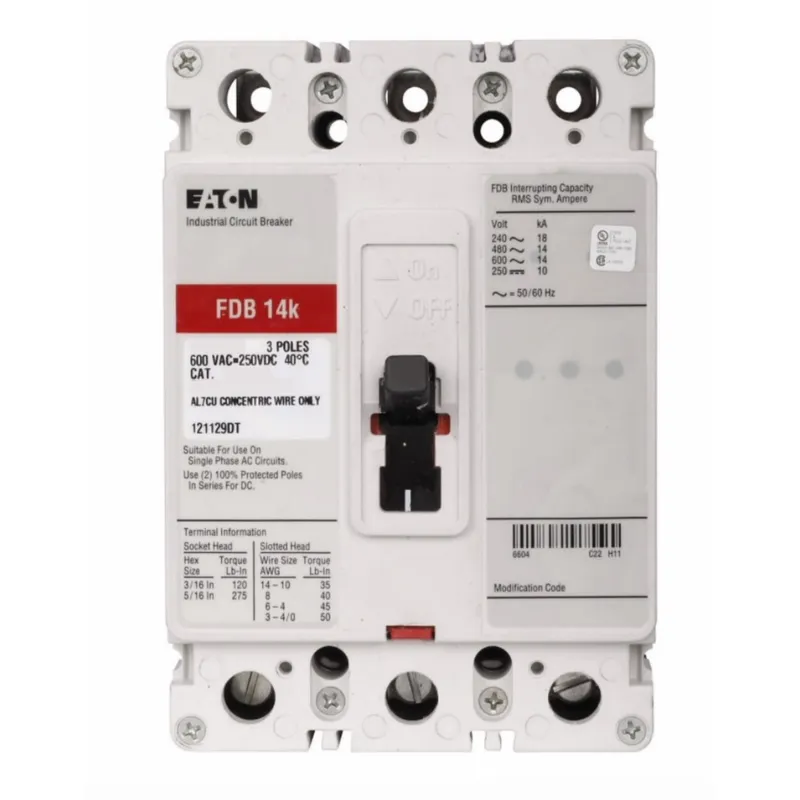 Breaker, Molded Case, 3P, 150A, 600VAC, 250VDC, 14kA, Type FDB