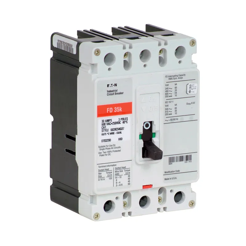 Breaker, Molded Case, 60A, 3P, 600V, 250 VDC, 35 kAIC, Type FD