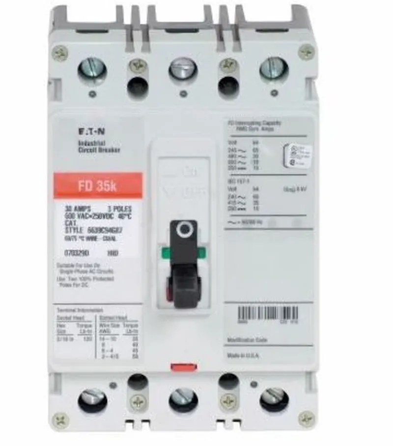 Breaker, Molded Case, 20A, 3P, 600V, 250 VDC, 35 kAIC, Type FD